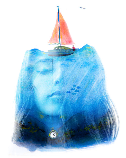 Paintography。双重曝光。肖像与超现实水彩画相结合，给女性肖像带来了想象和幻想图片下载