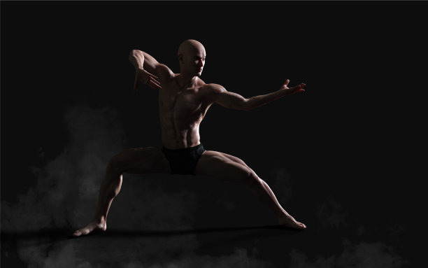 人类显示功夫与剪切路径图片下载