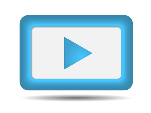 蓝色按钮视频播放器社交媒体图标。图片下载