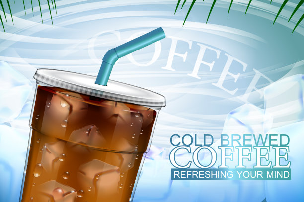 冰咖啡外卖杯与冰背景图片下载