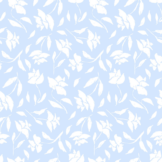 浅蓝色图案与白玫瑰剪影素材图片