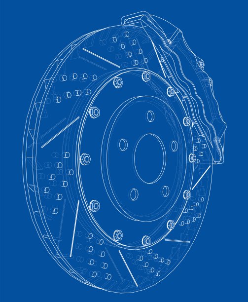 制动盘轮廓。三维矢量渲染图片下载
