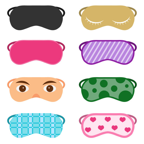 睡眠面具矢量设计插图。睡眠面膜设置隔离在白色。睡眠面具的卡通插图。图片下载