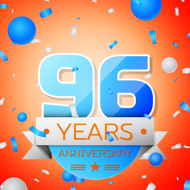 一周年庆典在橙色背景。周年丝带图片下载