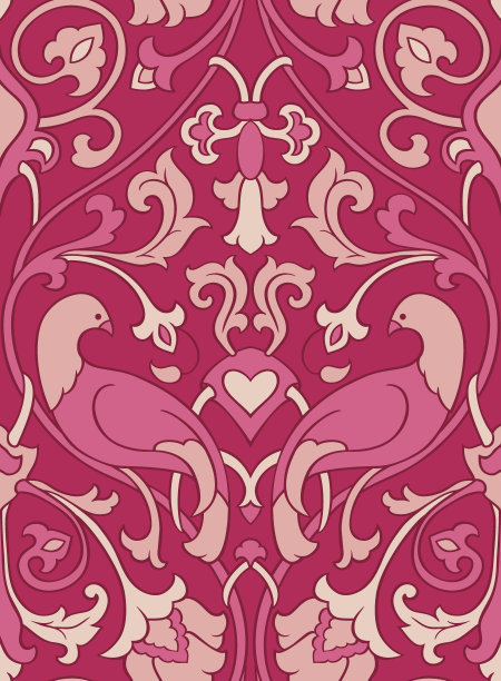 粉红色的鸟图案。素材图片
