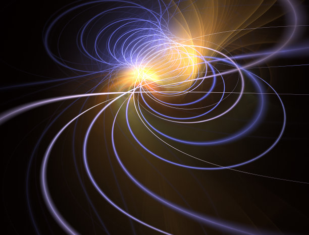 现代发光形状设计与发光。精力充沛的光线追踪。发光的霓虹灯宇宙抽象的框架图片下载