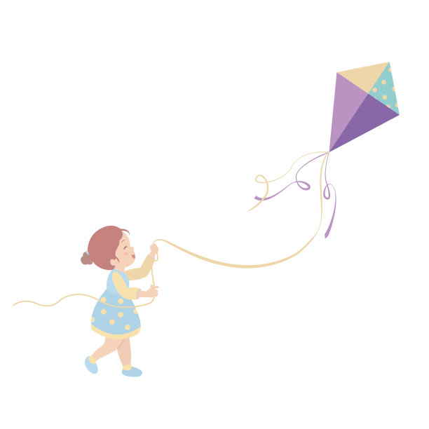 白色背景上的小女孩卡通人物图片下载