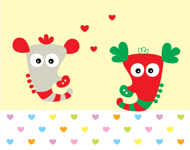 可爱的海马情侣情人节贺卡向量图片下载