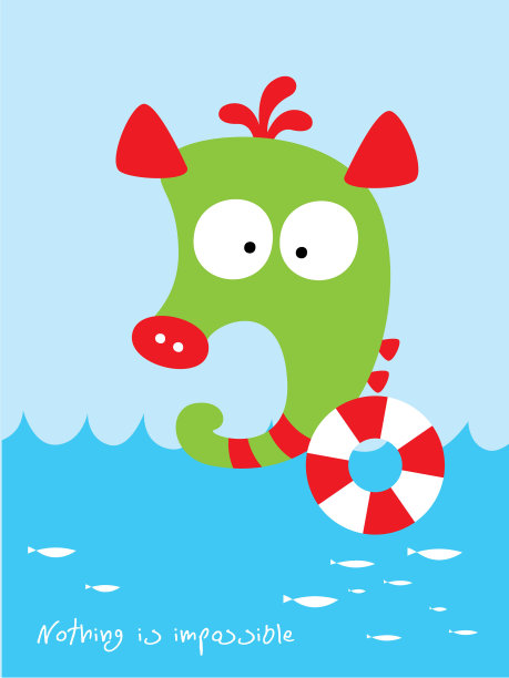 可爱的海马宝宝学游泳图片下载