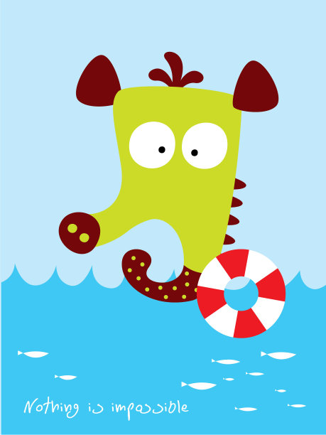 可爱的海马宝宝学游泳图片下载