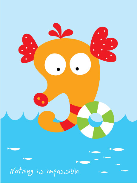 可爱的海马宝宝学游泳图片下载