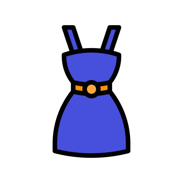 女装矢量插图，填充风格可编辑轮廓图标图片下载