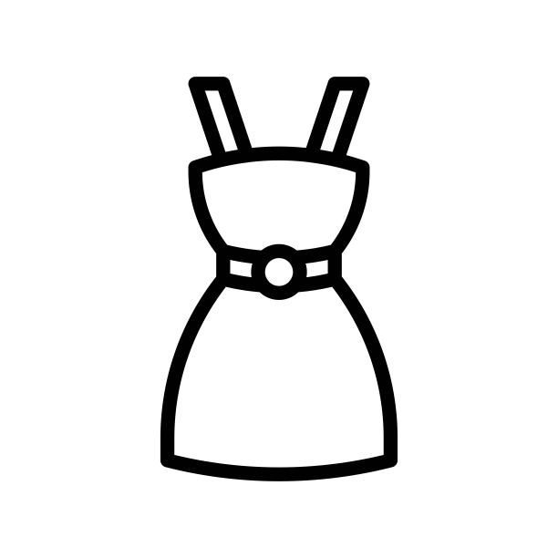 女人连衣裙矢量插画线条风格图标图片下载