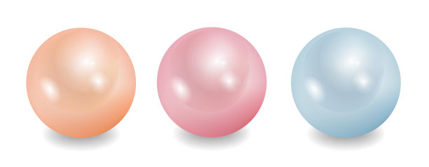 一套珍珠孤立在白色背景设计图片下载