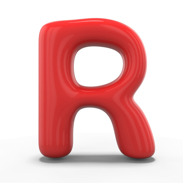 字母R由可充气的气球制成，孤立在白色背景上。3 d图片下载