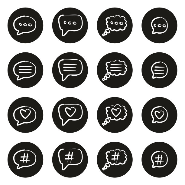 聊天气泡图标徒手白色黑色圆圈图片下载