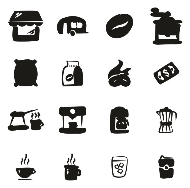 咖啡店图标徒手填充图片下载