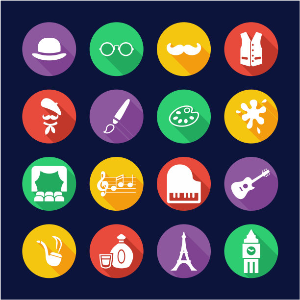 波西米亚生活方式图标平面设计圈图片下载