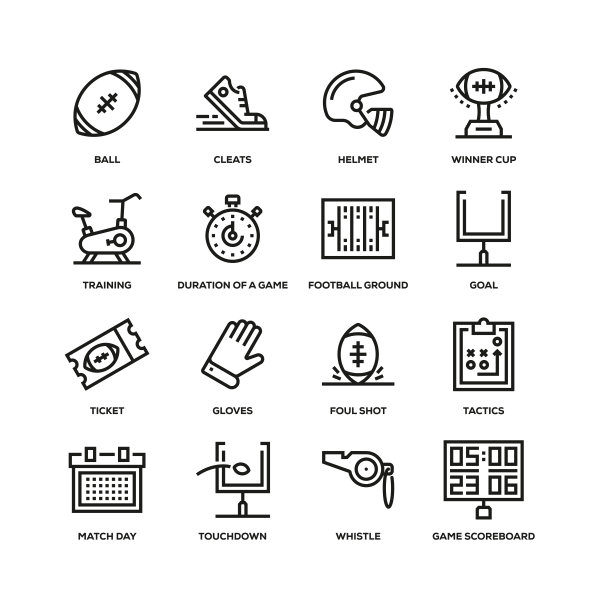 美式足球线图标设置图片下载