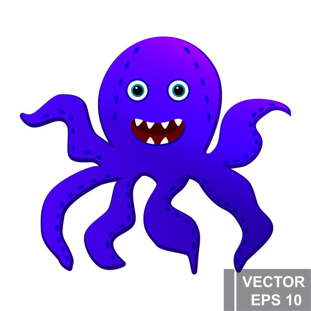 海洋生物。动物一条鱼。章鱼、虾、海星。卡通风格。为你的设计。图片下载