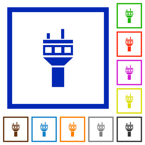 空中控制塔平面框架图标图片下载