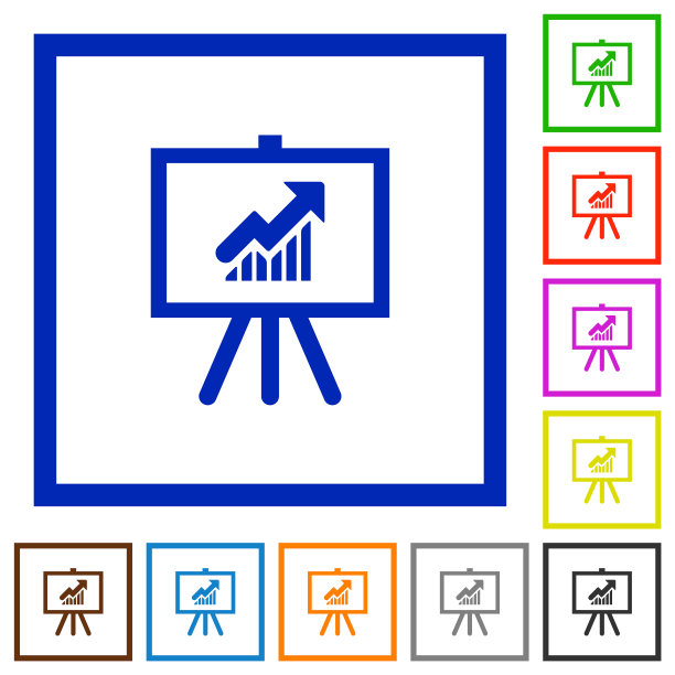 显示表与上升图形平面框架图标图片下载