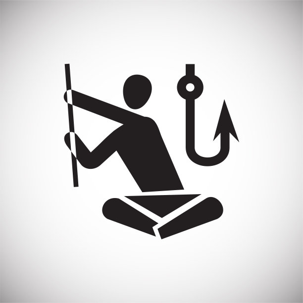 露营钓鱼图标在白色背景的图形和网页设计，现代简单的矢量标志。网络的概念。时髦的符号为网站设计网页按钮或移动应用程序。图片下载