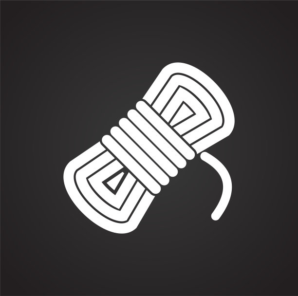 露营绳索图标黑色背景的图形和网页设计，现代简单的矢量标志。网络的概念。时髦的符号为网站设计网页按钮或移动应用程序。图片下载