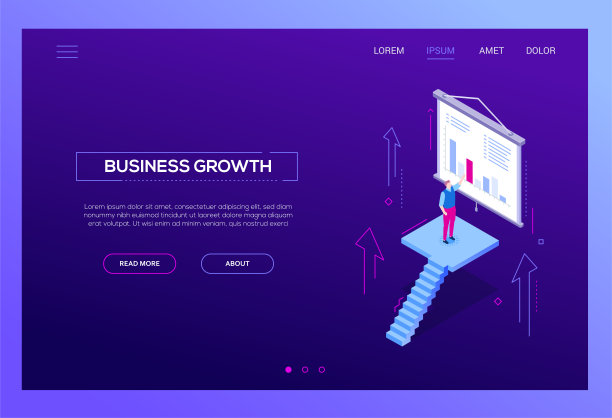 业务增长-现代等距矢量网络横幅素材图片