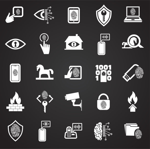 网络安全图标设置为图形和网页设计的背景，现代简单的矢量符号。网络的概念。时髦的符号为网站设计网页按钮或移动应用程序。图片下载