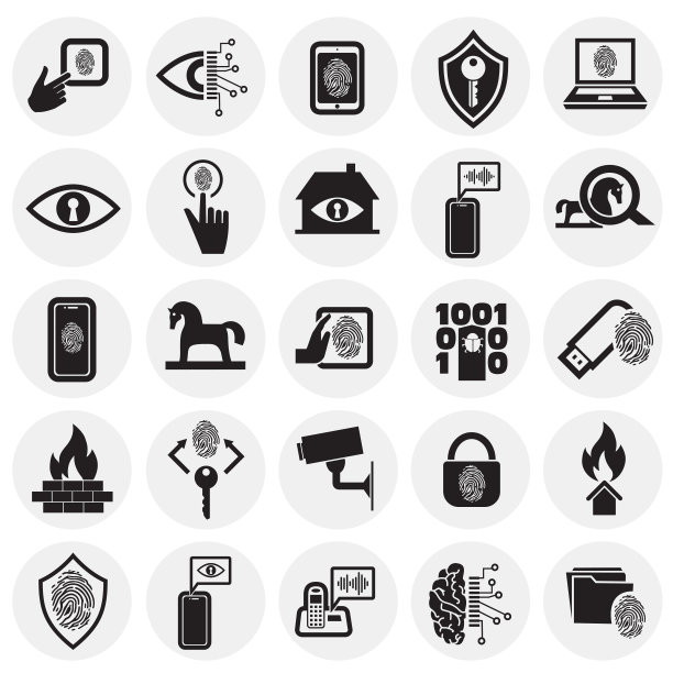 网络安全图标设置为图形和网页设计的背景，现代简单的矢量符号。网络的概念。时髦的符号为网站设计网页按钮或移动应用程序。图片下载
