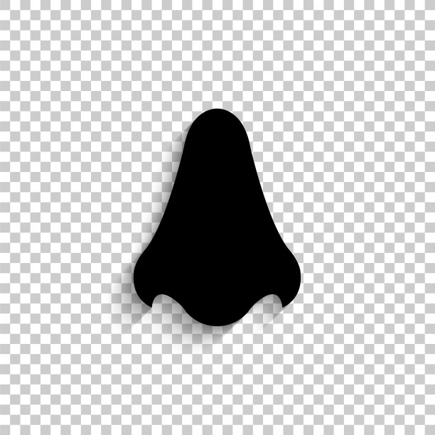 鼻子-黑色矢量图标与阴影图片下载