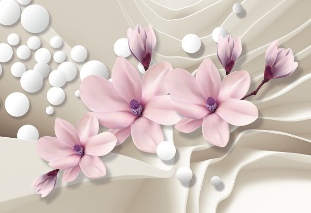 3d壁纸，白玉兰米色抽象背景图片下载