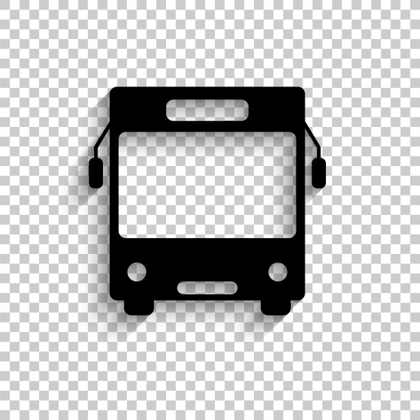 巴士-黑色矢量图标与阴影图片下载