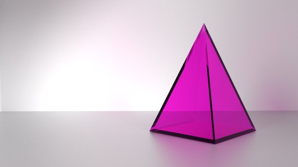 粉红色的玻璃金字塔。3 d渲染。图片下载
