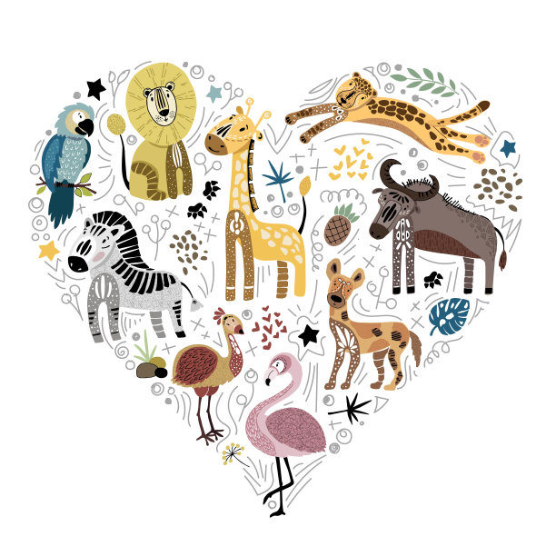 可爱非洲向量集图片下载