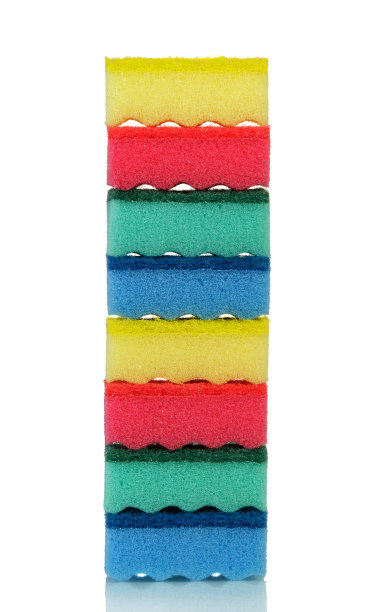 多色海绵用于洗涤隔离白色图片下载