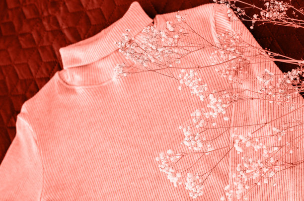 平躺着，穿着一件毛衣和一束珊瑚色的gypsophila。图片下载