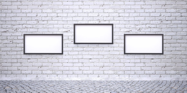 仿空间框架，白色砖墙条幅，石材地板-舞台灯图片下载