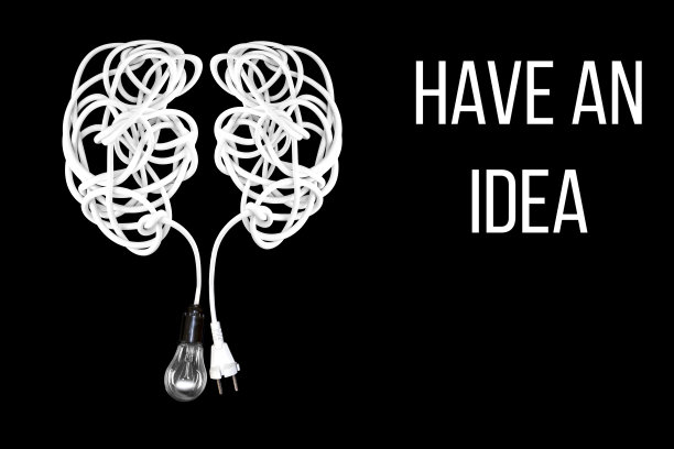 概念-大脑的食物，工作的想法，铭文“有一个想法”图片下载