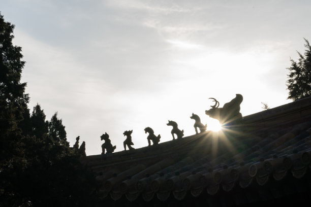 紫禁城屋顶上的雕像图片下载