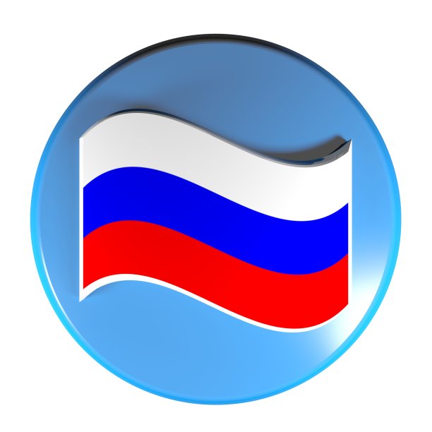 蓝色圆圈按钮俄罗斯国旗- 3D渲染插图图片下载