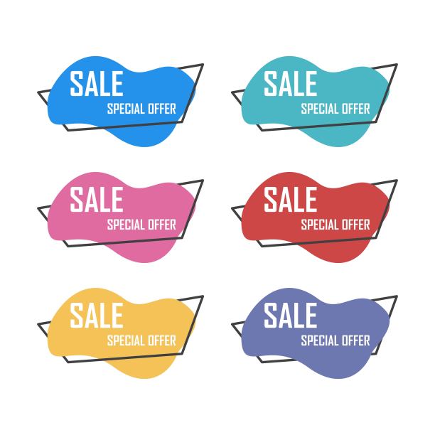 套平销售贴纸、价签。矢量图图片下载