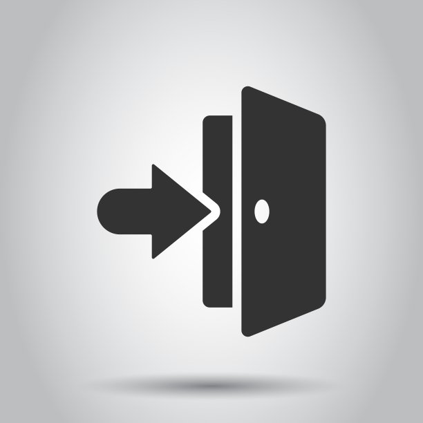 入口门为平式。白色背景的出口门插图。门口入口概念。图片下载