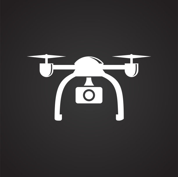无人机图标黑色背景的图形和网页设计，现代简单的矢量标志。网络的概念。时髦的符号为网站设计网页按钮或移动应用程序。图片下载
