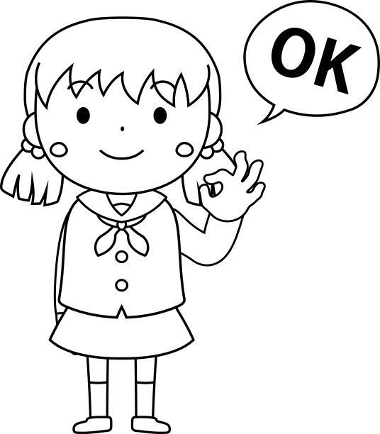 一个可爱的扎着辫子，穿着水手服的女学生表达情感轮廓图片下载