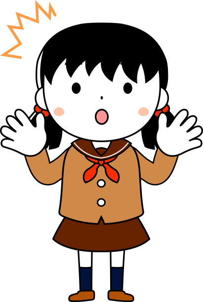 一个可爱的扎着辫子，穿着水手服的女学生表达情感图片下载