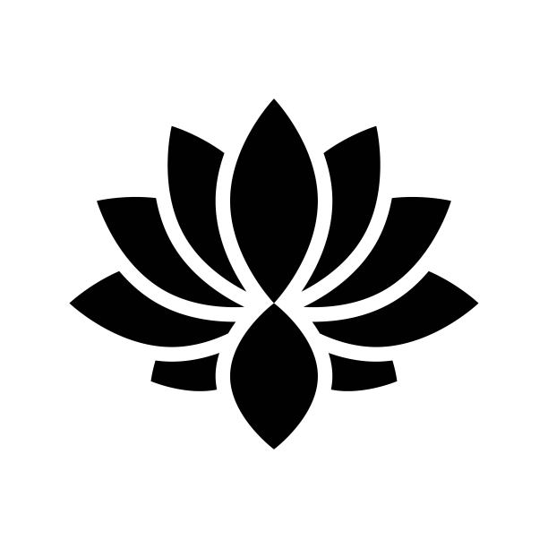 荷花矢量，中国农历新年实心图标图片下载