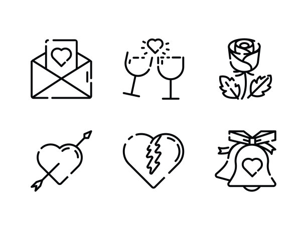 情人节图标集。图片下载