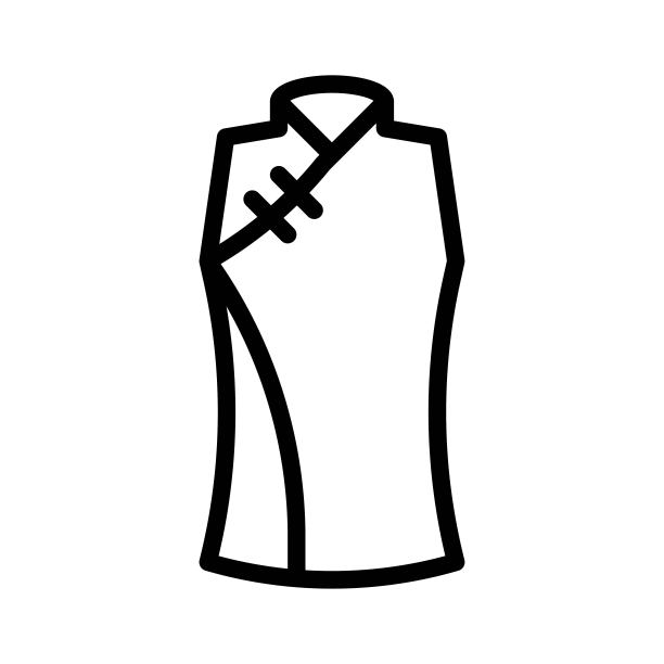 中国服装矢量，中国农历新年线风格的图标图片下载